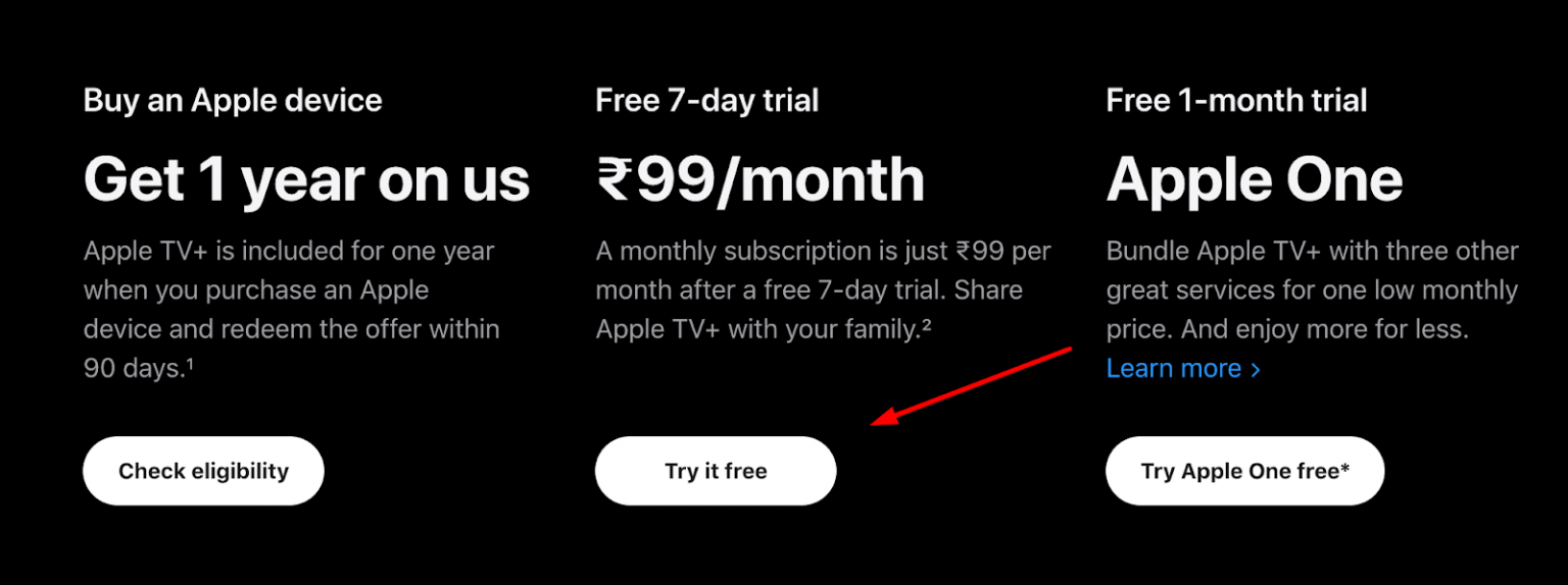 how to get apple tv 7 day free trial