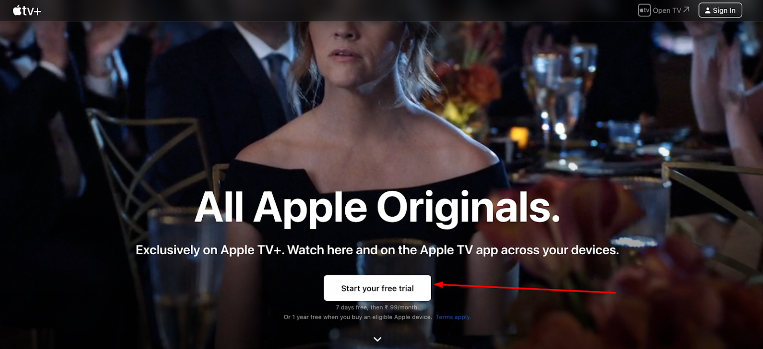 how to start free trial apple tv